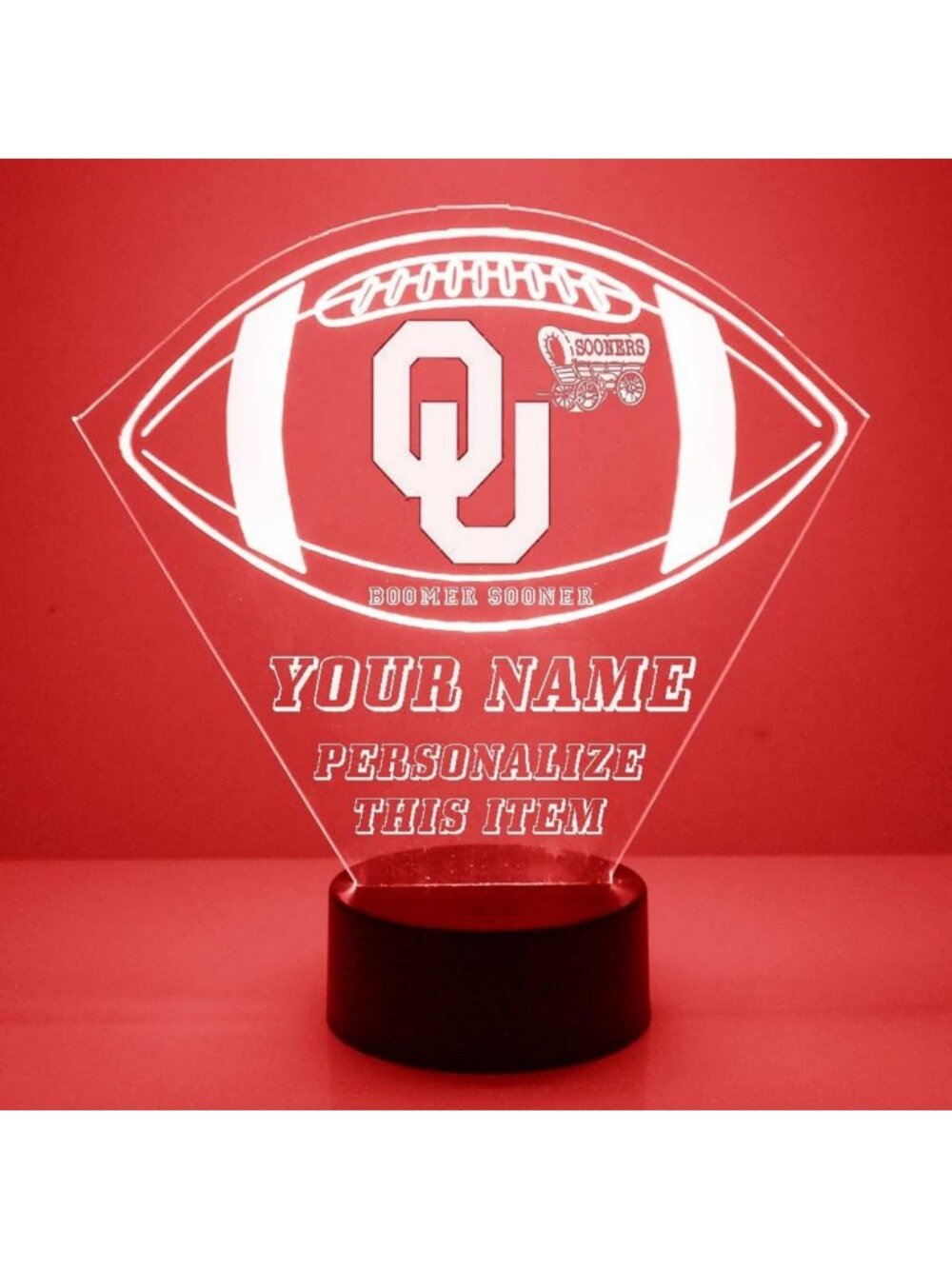 Personalized LED Football Night Light Lamp - Customizable Acrylic Display, 16